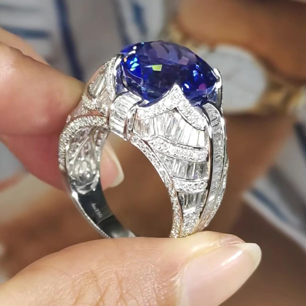 Jzora handmade sapphire round cut vintage men’s ring