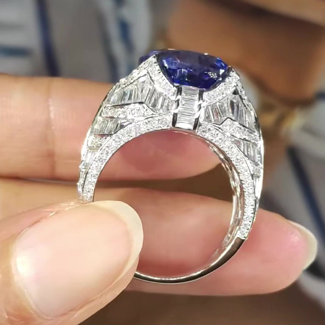 Jzora handmade sapphire round cut vintage men’s ring