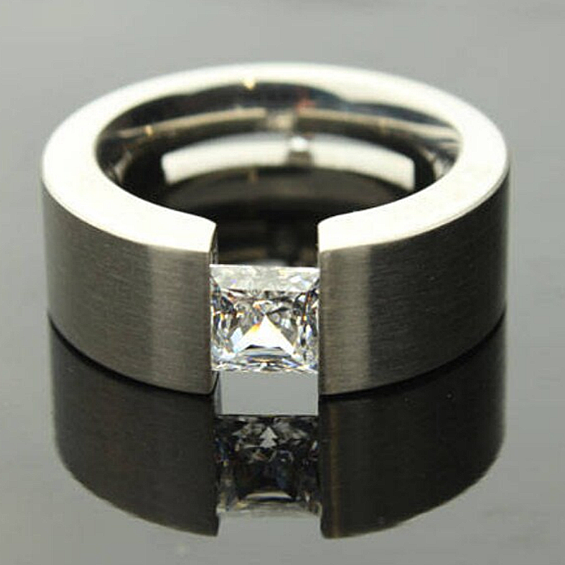 Jzora Handmade Minimalist Princess Cut Moissanite Men’s Ring