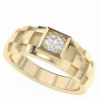 Jzora Handmade Square‑Framed Round Moissanite Men’s Band Ring