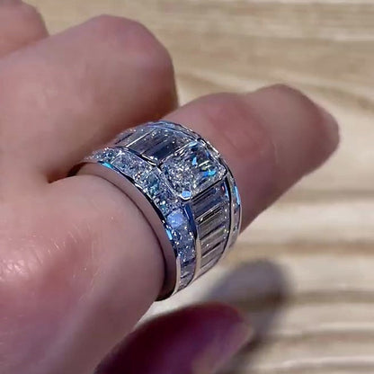 Jzora Handmade Luxury Radiant Cut Iced Out Moissanite Men's Ring
