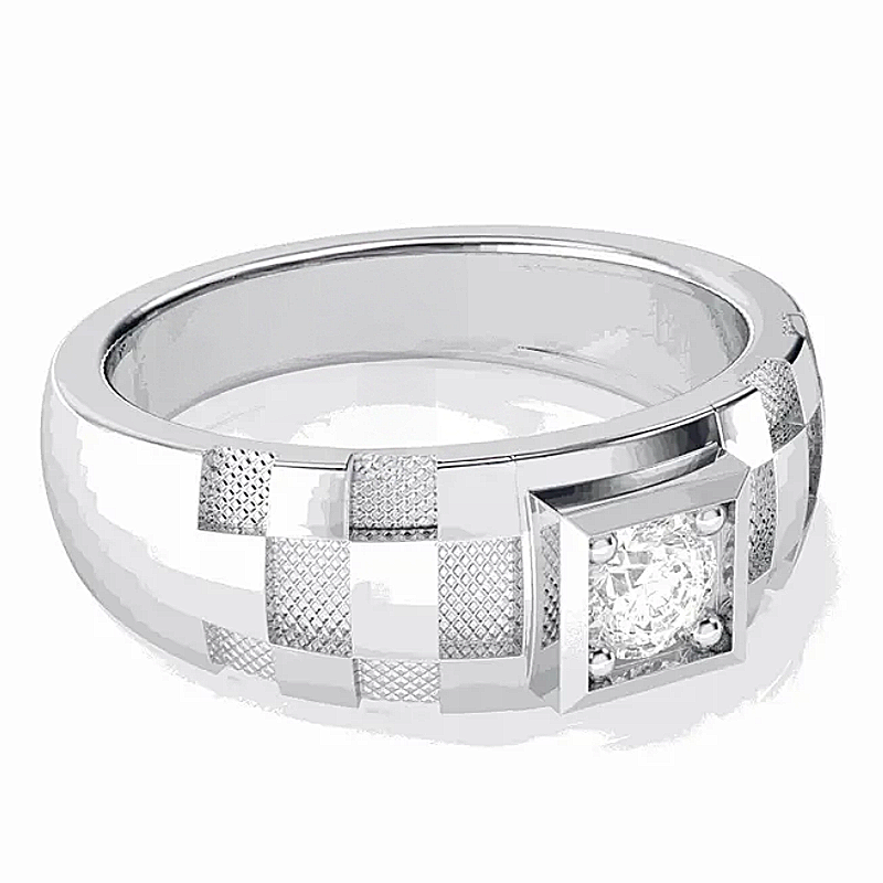 Jzora Handmade Square‑Framed Round Moissanite Men’s Band Ring