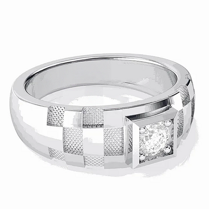 Jzora Handmade Square‑Framed Round Moissanite Men’s Band Ring