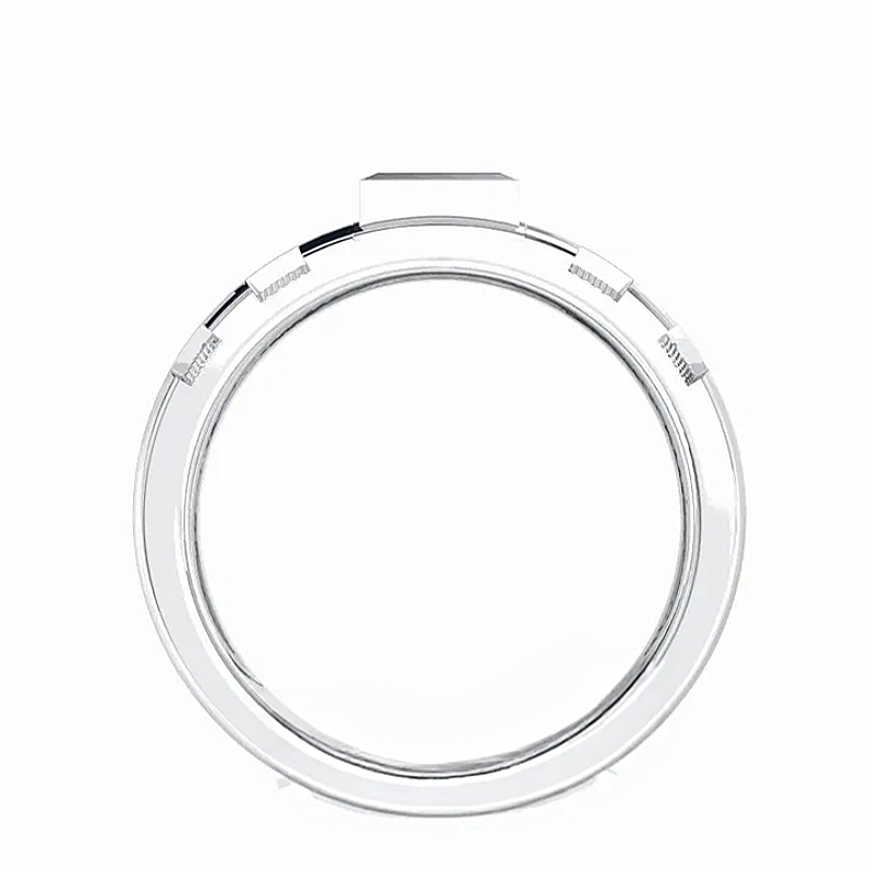 Jzora Handmade Square‑Framed Round Moissanite Men’s Band Ring