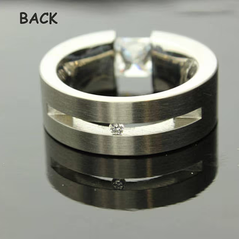 Jzora Handmade Minimalist Princess Cut Moissanite Men’s Ring