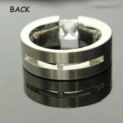 Jzora Handmade Minimalist Princess Cut Moissanite Men’s Ring