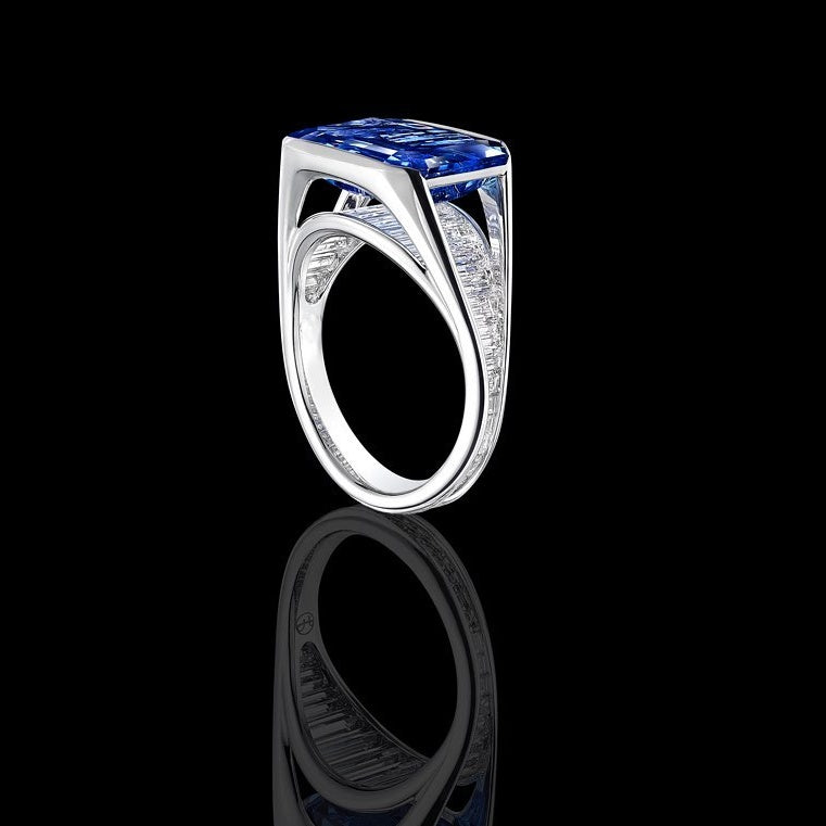 Jzora handmade sapphire radiant cut vintage men's ring