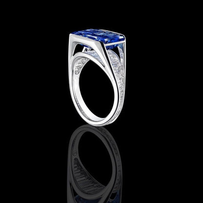 Jzora handmade sapphire radiant cut vintage men's ring