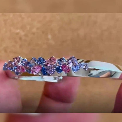 Jzora handmade mixed-cut pink and blue gradient cubic zirconia bracelet