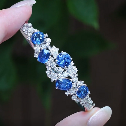 Jzora Handmade Multi‑Shape Blue Sapphire Zircon Luxury Bracelet