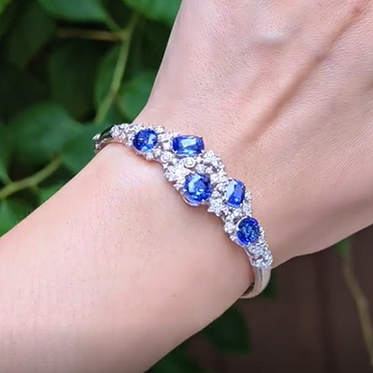 Jzora Handmade Multi‑Shape Blue Sapphire Zircon Luxury Bracelet