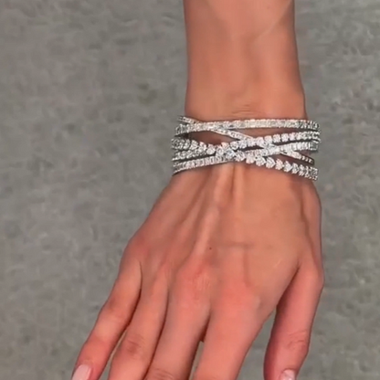 Jzora Handmade Intertwined Layered Mixed‑Cut CZ Luxury Bracelet