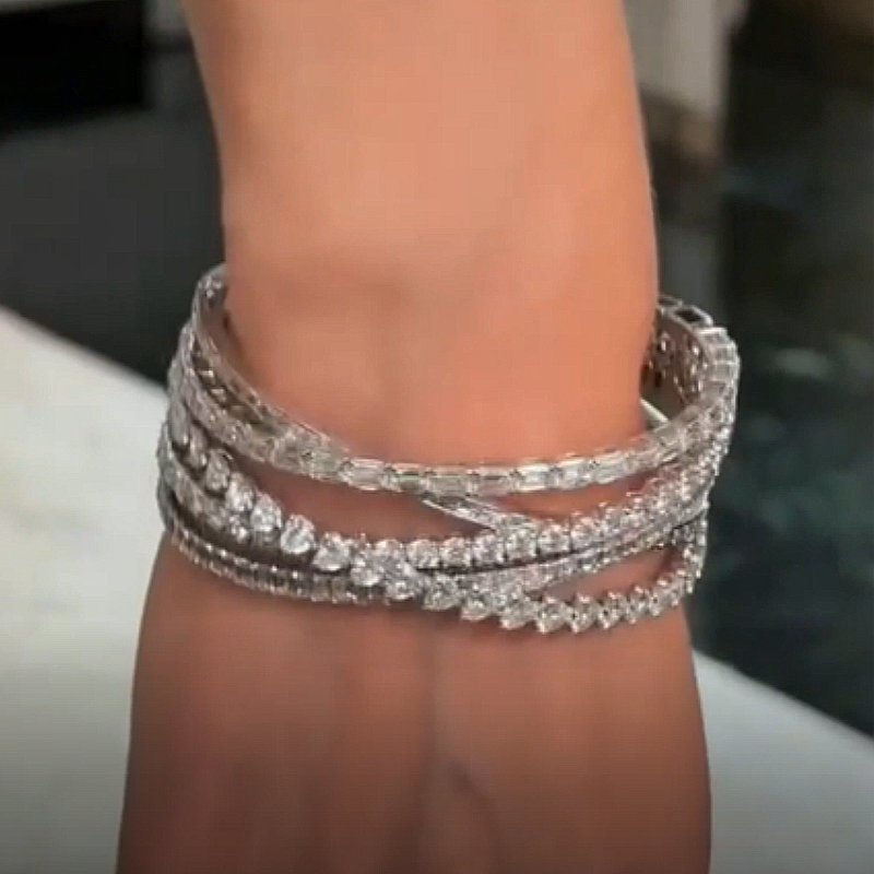 Jzora Handmade Intertwined Layered Mixed‑Cut CZ Luxury Bracelet