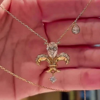 Jzora handmade classic royal iris pear drop iced sterling silver necklace