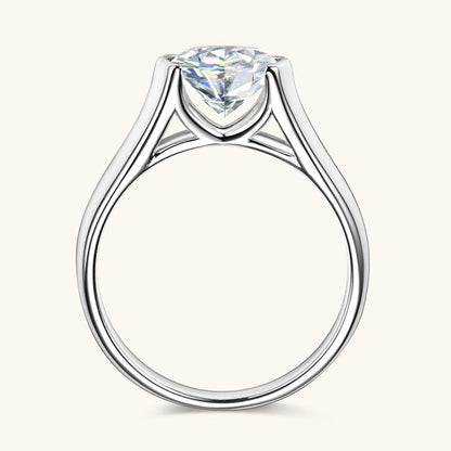 Jzora handmade 2ct timeless & classic round solitaire moissanite sterling silver ring