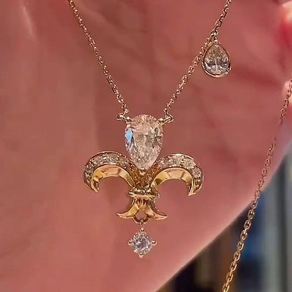 Jzora handmade classic royal iris pear drop iced sterling silver necklace