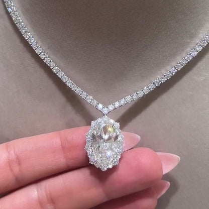 Jzora handmade brilliance & luxury halo design teardrop pendant necklace