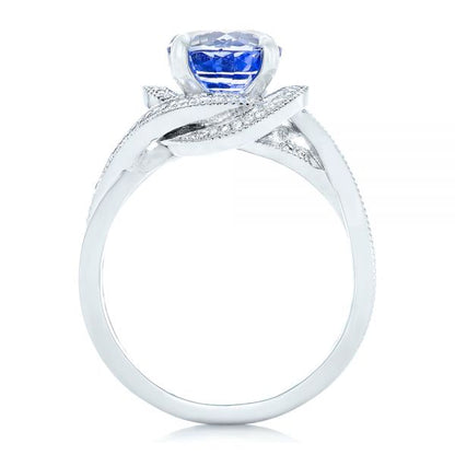 Jzora handmade sapphire 3ct round cut exquisite sterling silver ring
