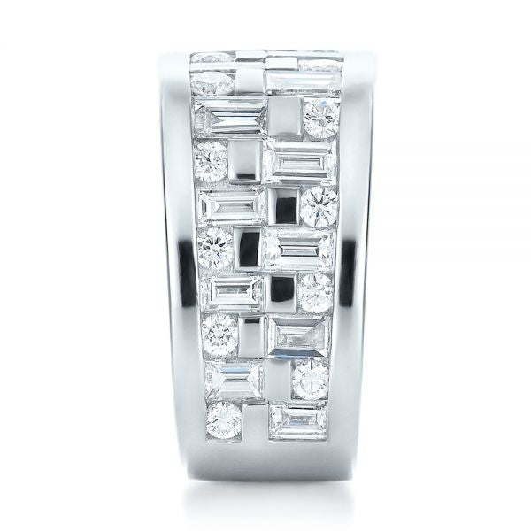 Jzora handmade wide emerald&round cut multi-stone anniversary sterling silver ring