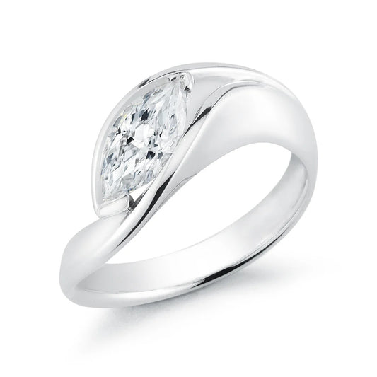 Jzora handmade 1ct marquise cut elegant moissanite sterling silver ring