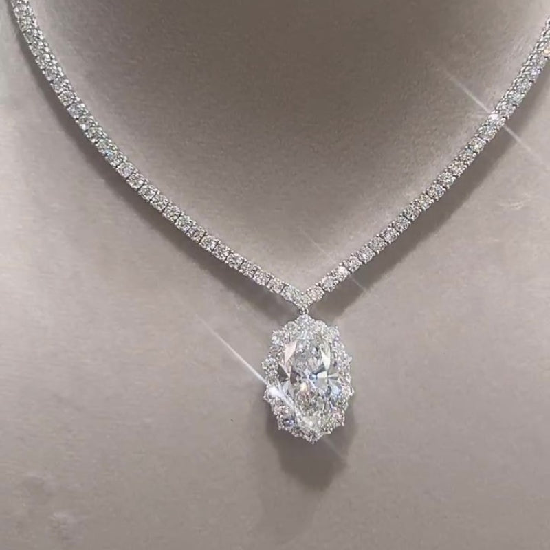 Jzora handmade brilliance & luxury halo design teardrop pendant necklace