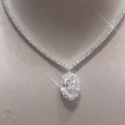 Jzora handmade brilliance & luxury halo design teardrop pendant necklace