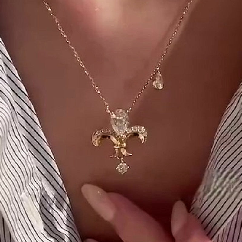 Jzora handmade classic royal iris pear drop iced sterling silver necklace