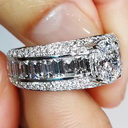 Jzora Handmade Luxury Oval Cut Multi-Row Wide Band Ring