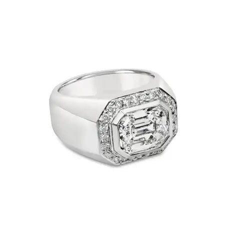 Jzora handmade sleek modern 3ct emerald cut men's ring