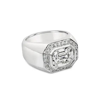 Jzora handmade sleek modern 3ct emerald cut men's ring