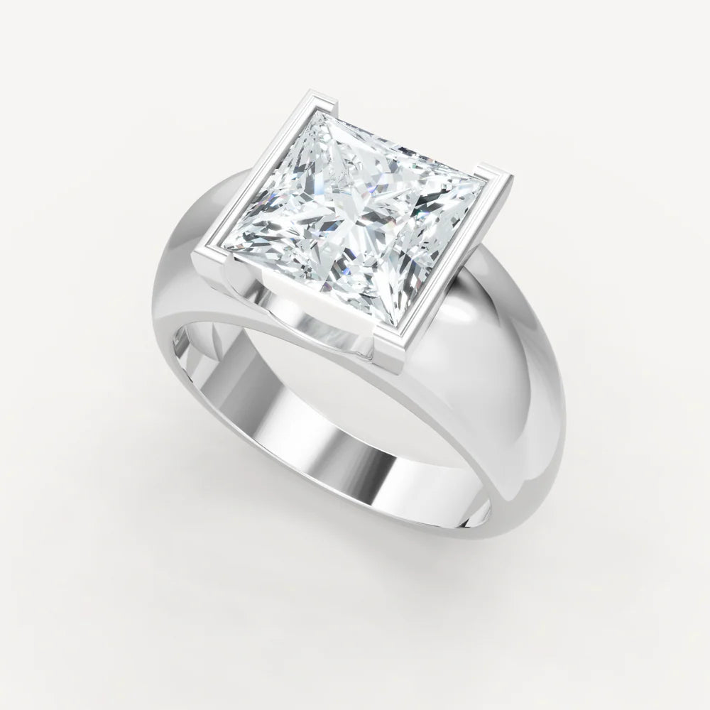 Jzora Handmade Moissanite Princess Cut Classic Anniversary Men's Ring