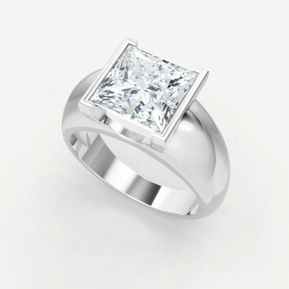 Jzora Handmade Moissanite Princess Cut Classic Anniversary Men's Ring