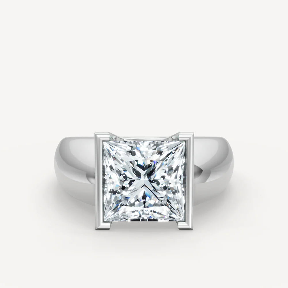 Jzora Handmade Moissanite Princess Cut Classic Anniversary Men's Ring