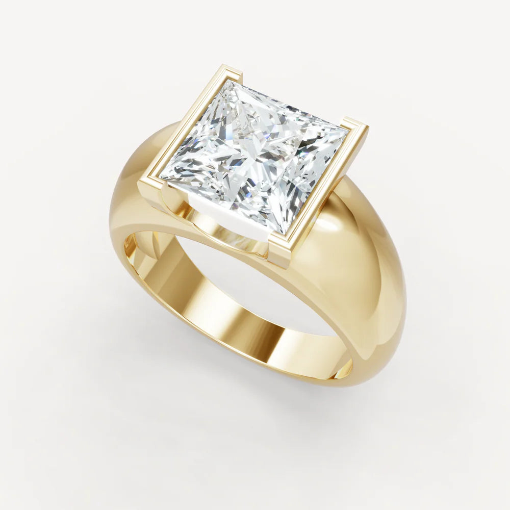 Jzora Handmade Moissanite Princess Cut Classic Anniversary Men's Ring