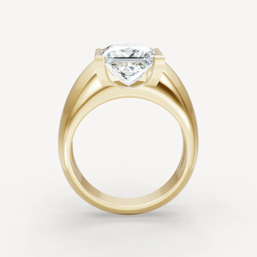 Jzora Handmade Moissanite Princess Cut Classic Anniversary Men's Ring