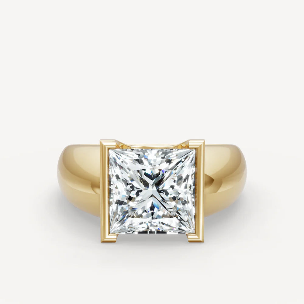 Jzora Handmade Moissanite Princess Cut Classic Anniversary Men's Ring