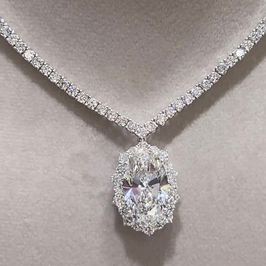 Jzora handmade brilliance & luxury halo design teardrop pendant necklace