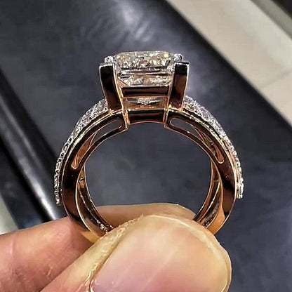 Jzora handmade 5ct princess cut moissanite men's wide band sterling silver ring