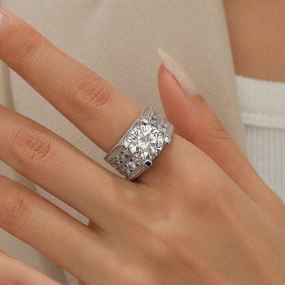 Jzora handmade 5ct brilliant round created diamond sterling silver engagement ring