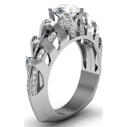 Jzora handmade bold flame-inspired crown silhouette sterling silver moissanite ring