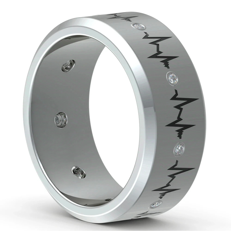 Jzora handmade heartbeat pattern design men's ring