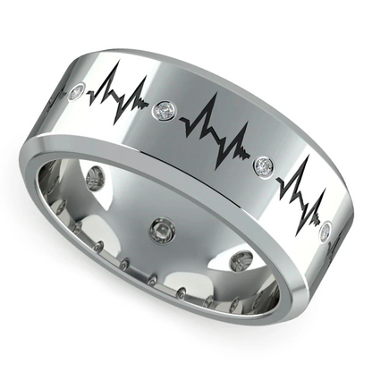 Jzora handmade heartbeat pattern design men's ring