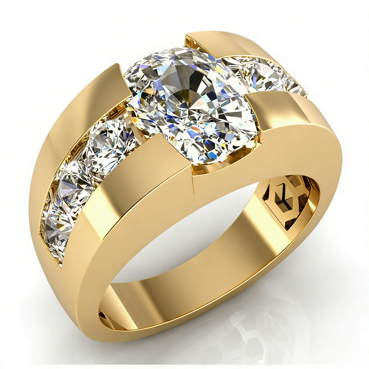 Jzora handmade 6.5ct cushion cut designer-inspired luxury men's eternity ring