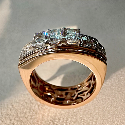 Jzora handmade 1.75 ct Radiant & Round Cut Moissanite Men's Wedding Band Ring