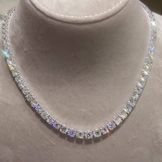 Jzora handmade stunning statement round brilliant cut tennis necklace