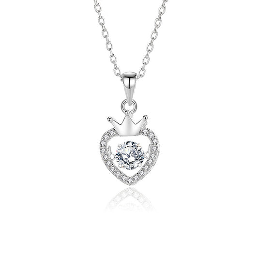 Jzora handmade crown heart sterling silver necklace