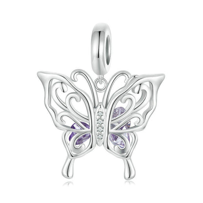 Jzora Tanzanite Vintage Hollow Butterfly Sterling Silver Charm