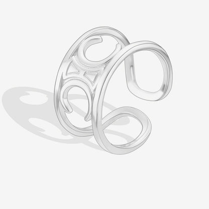 Jzora handmade skeleton simple sterling silver adjustable ring