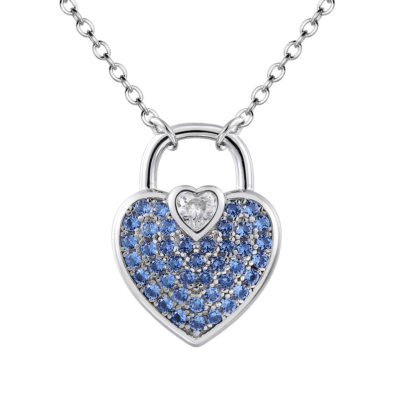 Jzora handmade sapphire heart shape classic sterling silver necklace