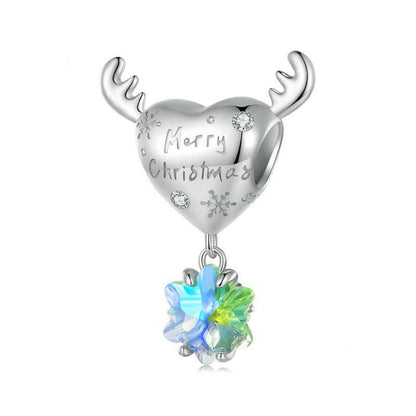 Jzora Handmade Christmas Moose Snowflake Sterling Silver Charms